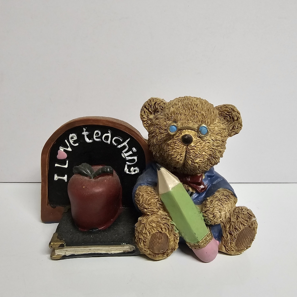 Teacher Teddy Bear Figurine with Chalkboard Classroom Decor | Gift for E…